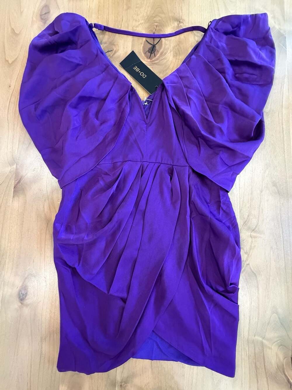 Do+Be Purple Dress Size L Cowl Neck Ruched Cocktail Party